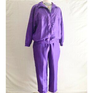 Vintage Purple Silk Tracksuit Plus Size 1X